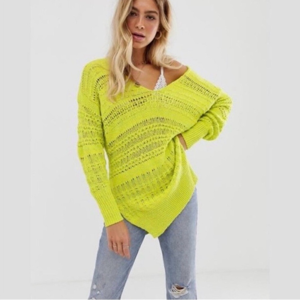 Free People Bright Yellow Knit Top size S
